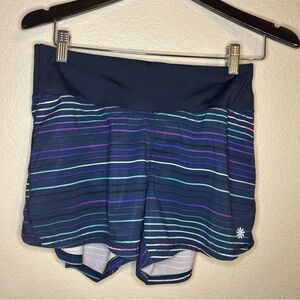 Athleta Women’s Ready Set Go Blue Striped Running Shorts Size Medium Preowned